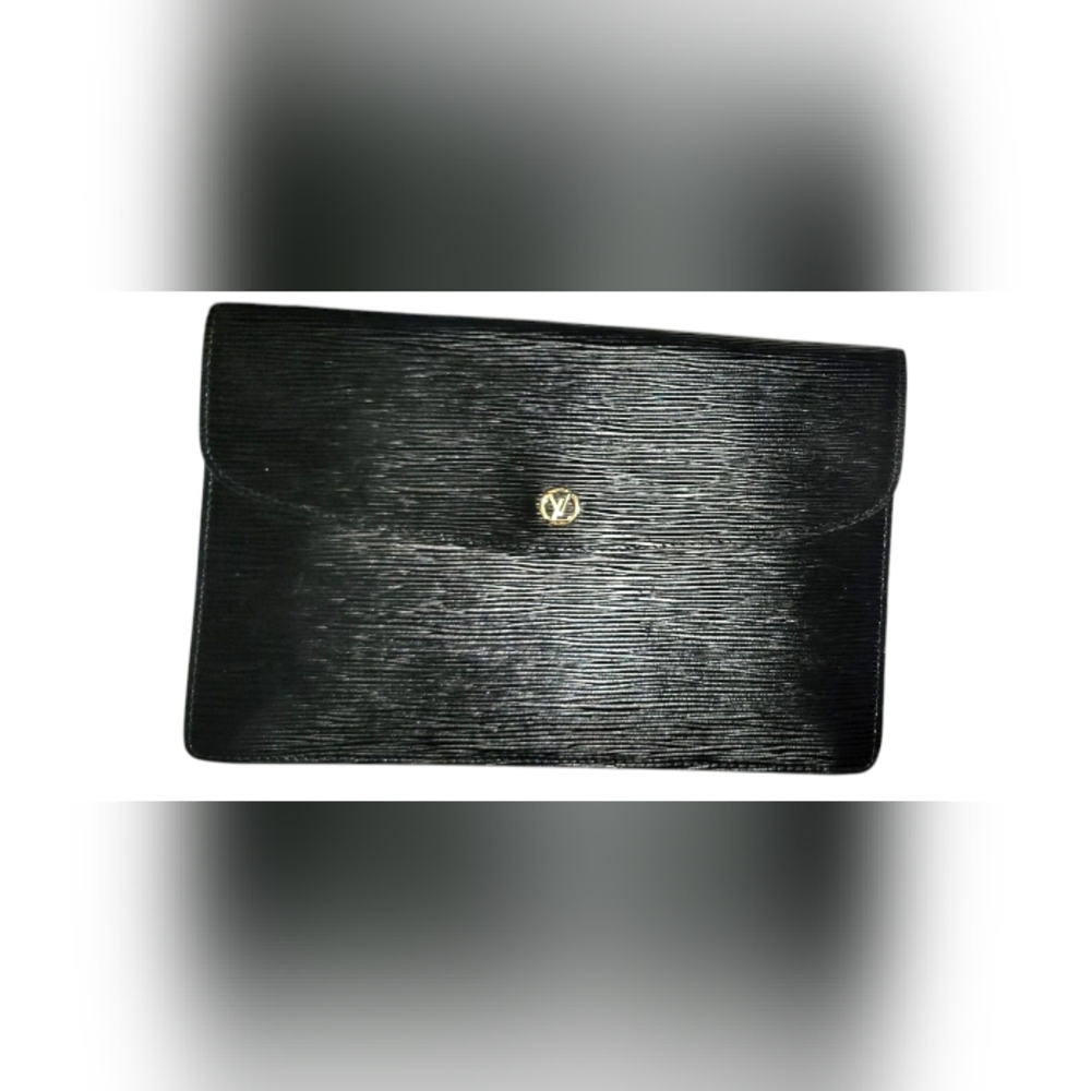 Louis Vuitton 1980's Epi Montaigne Clutch Black With Gold Hardware